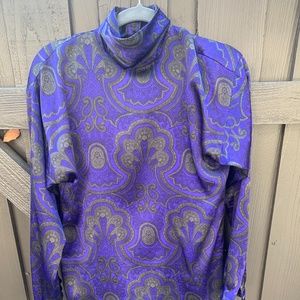 Vintage Nordstrom's Silk Black and Purple Paisley Blouse